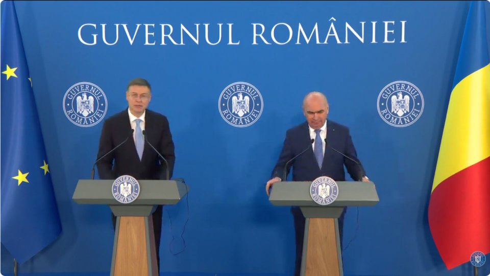 VIDEO: Ilie Bolojan și Valdis Dombrovskis, declarații de presă comune
