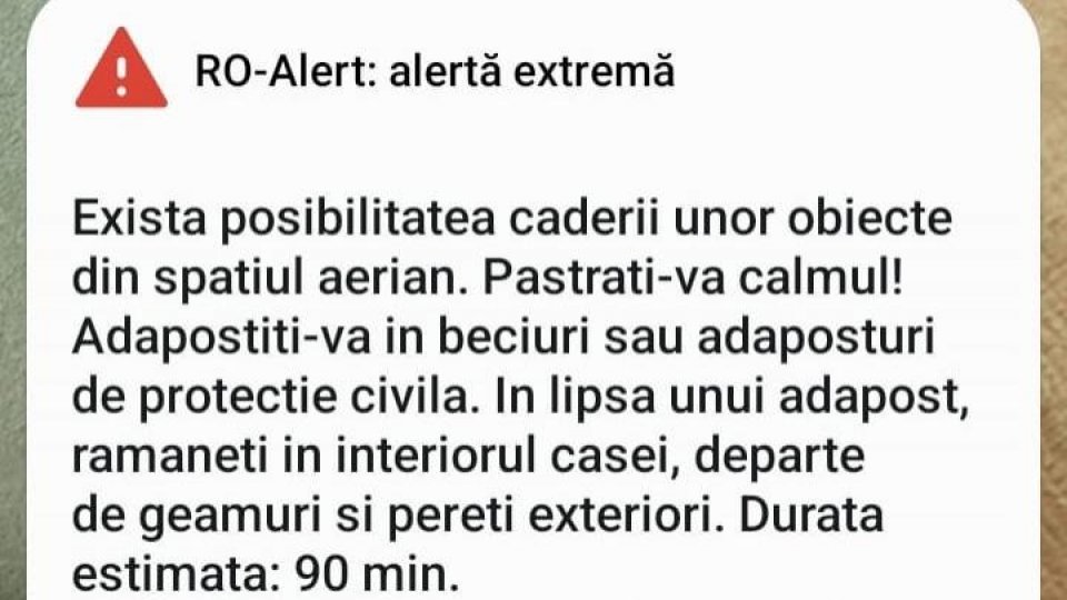 RO-Alert în Constanța: Există posibilitatea căderii unor obiecte din spațiul aerian