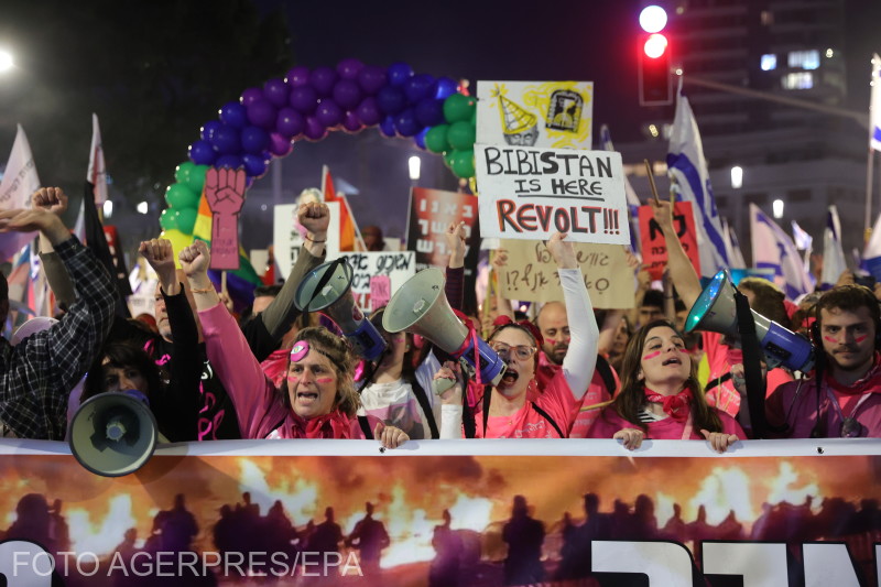 Protest la Tel Aviv împotriva noii legislații judiciare promovate de guvernul Netanyahu.