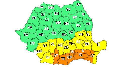 Cod Portocaliu - val de căldură persistent, caniculă și disconfort termic accentuat, 22 iulie.