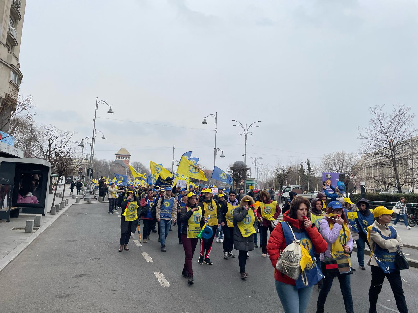 Protest al Federaţiei Solidaritatea Sanitară în Capitală, 11 martie 2024.